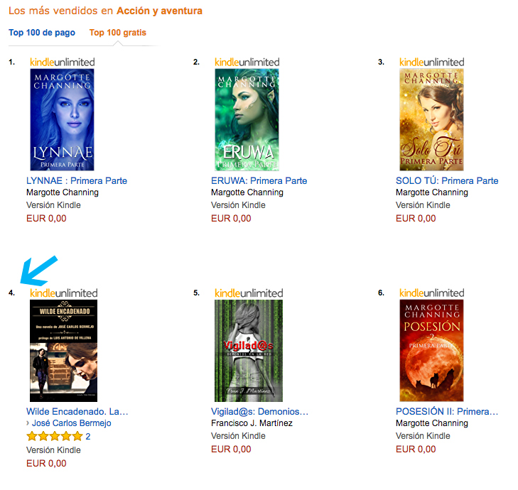 Wilde Encadenado, número 4 en Amazon